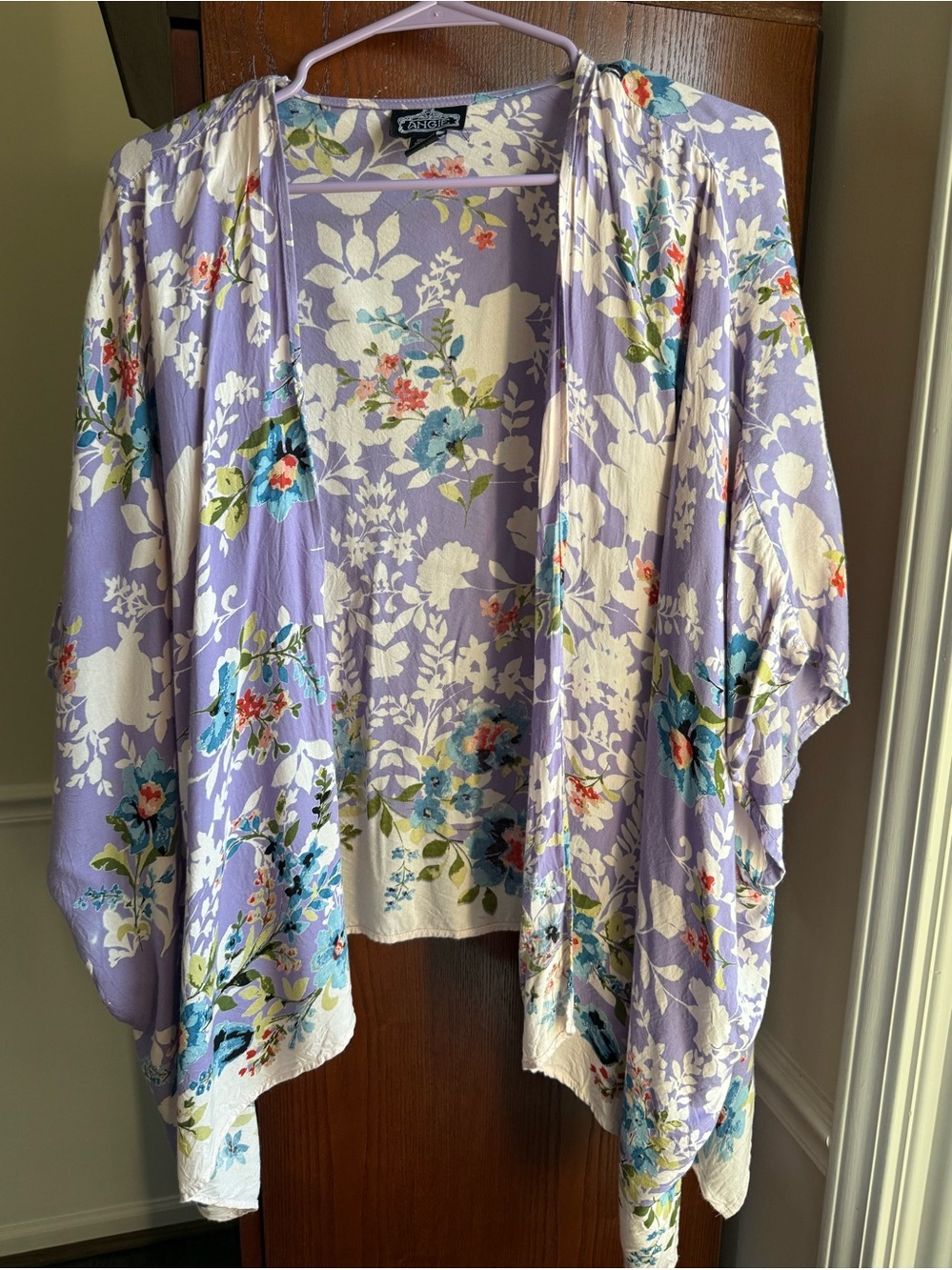 Angie Light Lavender Floral Kimono Cardigan